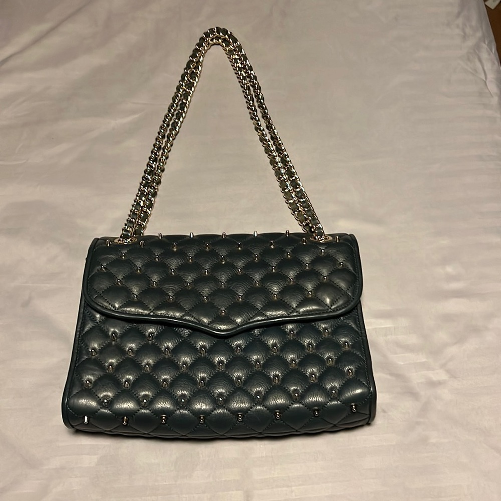 Rebecca Minkoff navy blue quilted affair studded chain crossbody bag